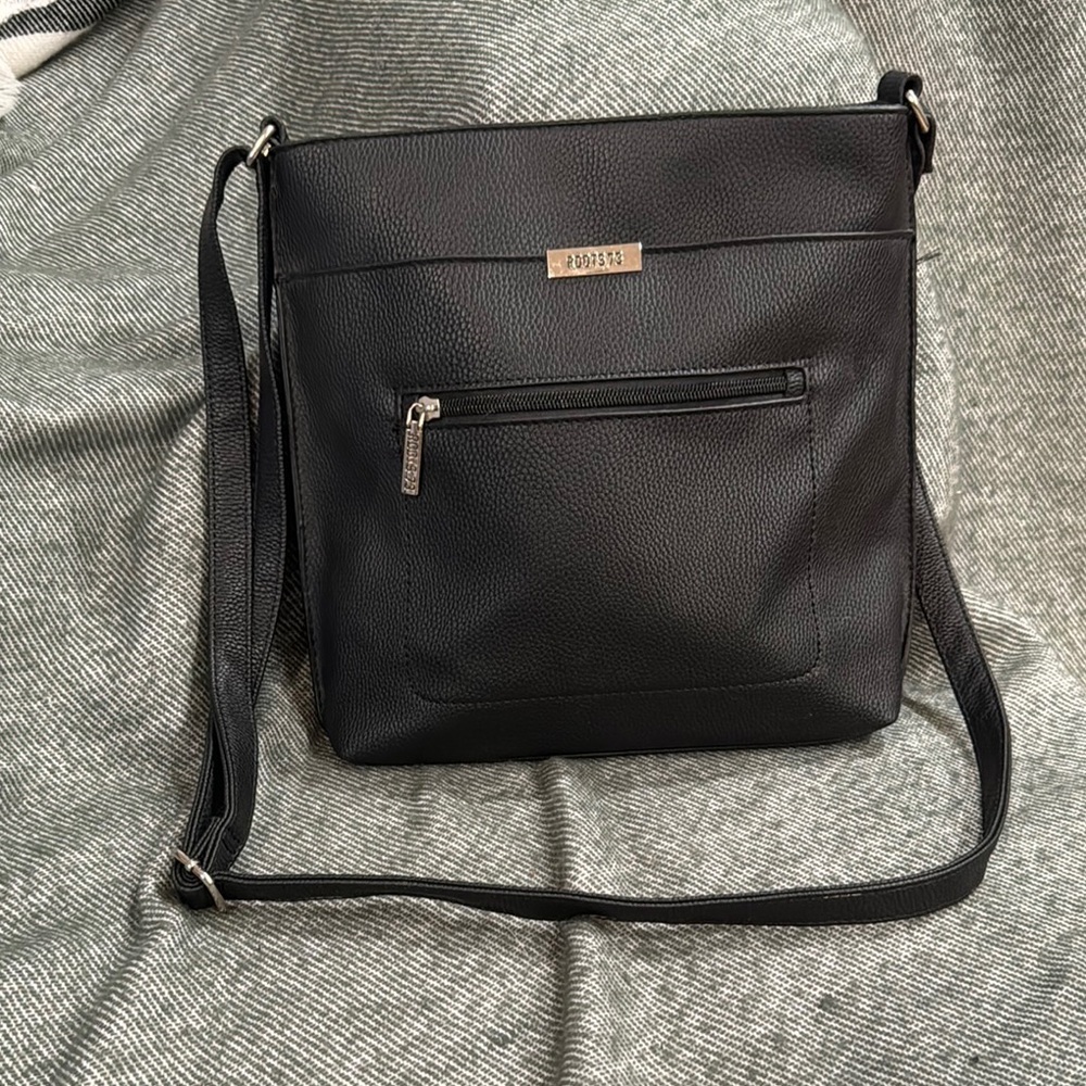 Black Roots Leather Crossbody Bag
